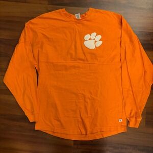 Venley Orange Clemson Tigers Paw Print Spirit Jersey Long Sleeve Shirt Size S